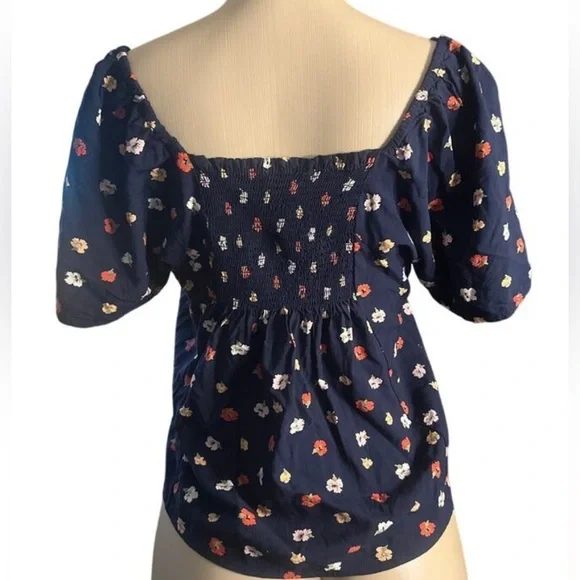 Madewell Seamed Button-Down Shirt in Confetti Floral Navy - Size S - Picture 4 of 4